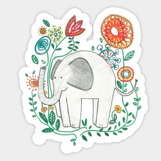 Elephant Among Flowers Sticker